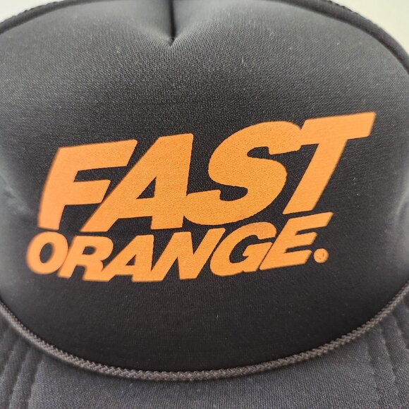 Fast Orange Vintage Black Trucker Hat Snapback Cap Mesh 1980s Hand Cleaner - Picture 2 of 9